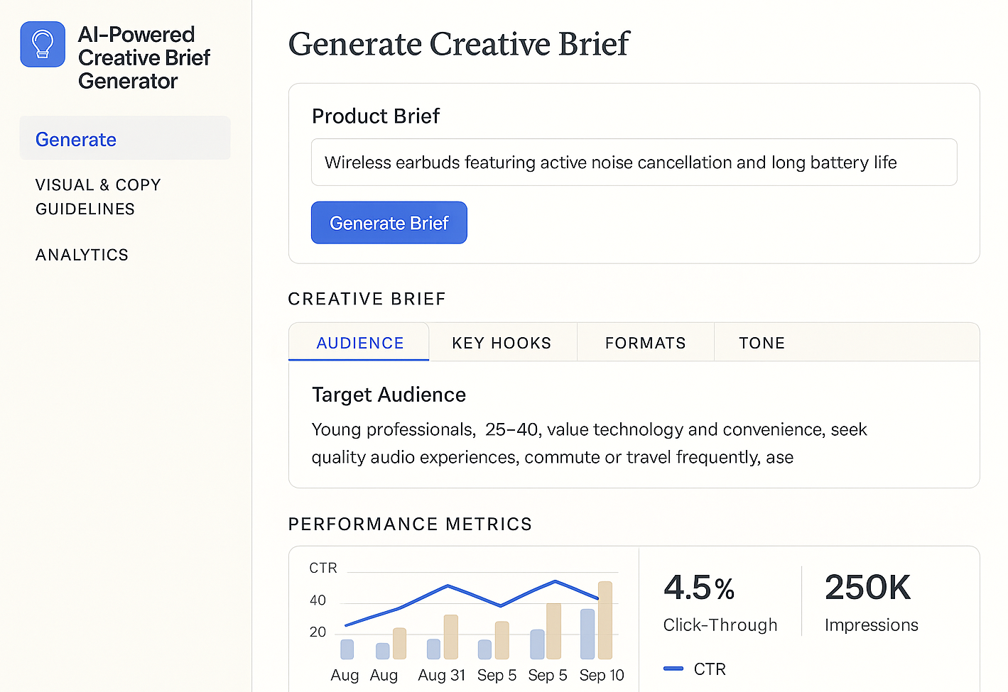 AI-Powered Creative Brief Generator screenshot