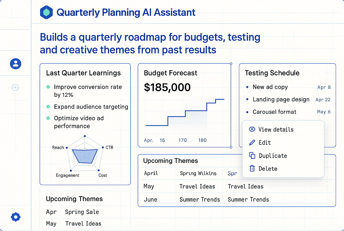 Quarterly Planning AI Assistant screenshot