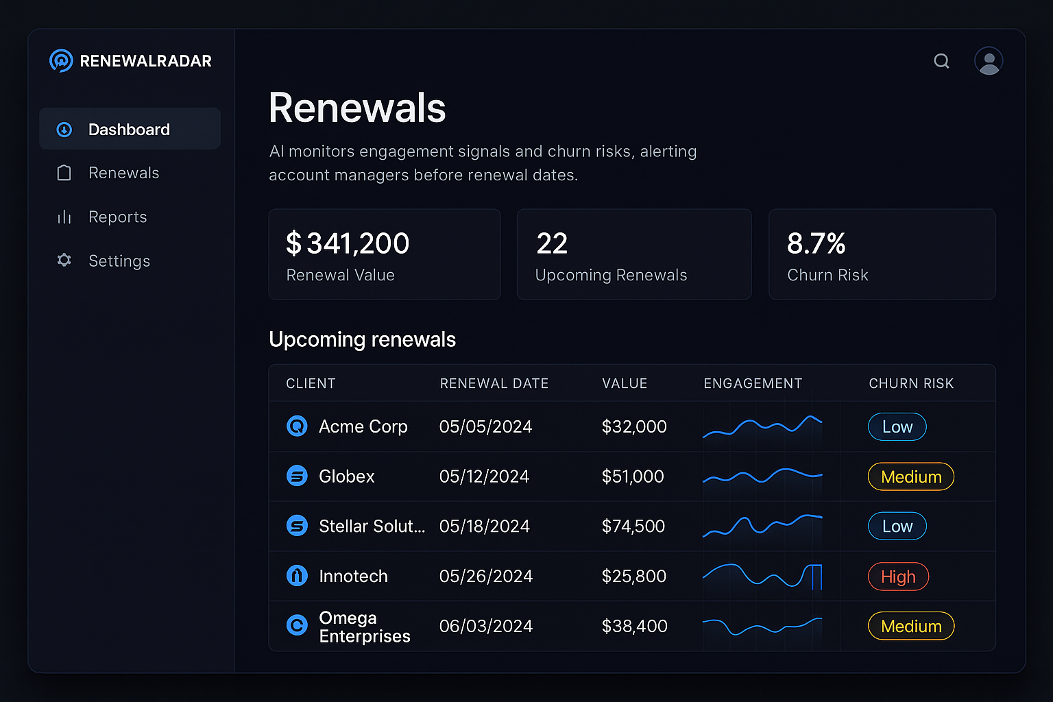 RenewalRadar screenshot