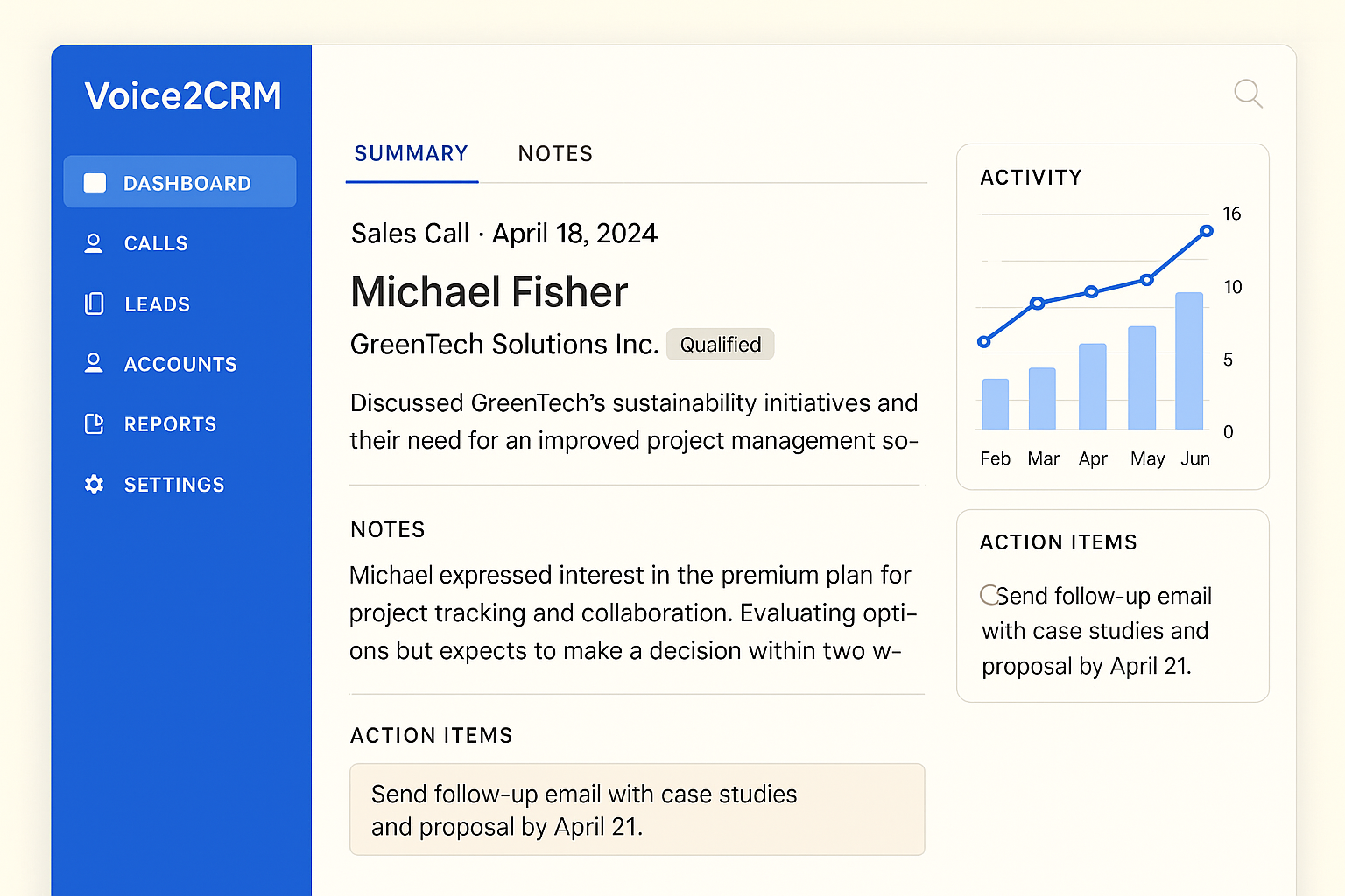 Voice2CRM screenshot